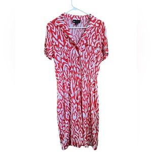 Valerie Bertinelli Coarl and White Zebra print Dress